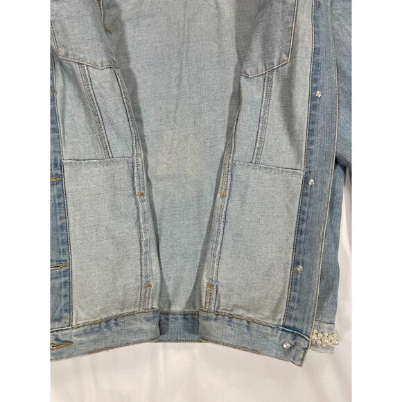 BoomBoom Jeans Denim Jacket Women’s Size Large Light Wash Button Up - Picture 3 of 11
